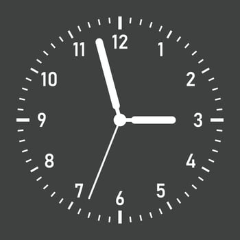 A clock is shown on a gray background vector