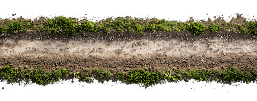 Dirt road path with transparent background cut out design element, top view png