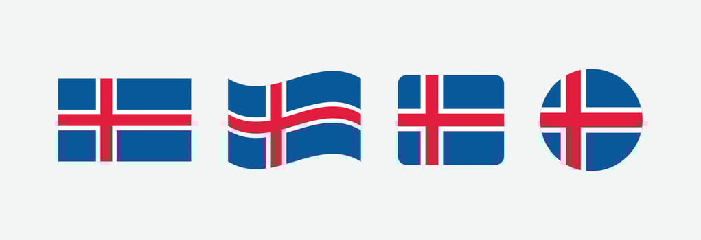 Iceland flag. Set of Iceland Flags Collection. vector