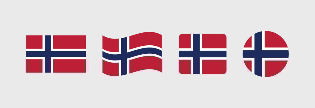 Norway flag. Set of Norway Flags Collection. vector