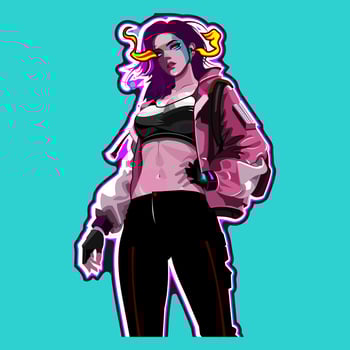 cyberpunk girl cartoon character in anime style vector
