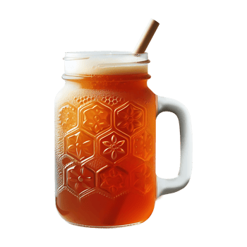 A mason jar filled with tea and a straw png