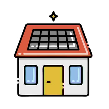 A solar panel on the roof of a house vector