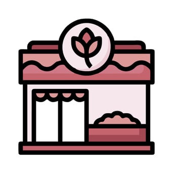 A pink building with a sign that says shop vector