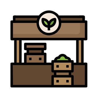 A green plant stand with a sign on it vector