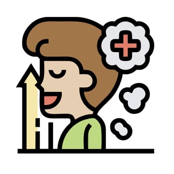 A cartoon man with a headache and a cross on his head vector