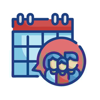 A calendar icon with people in it vector