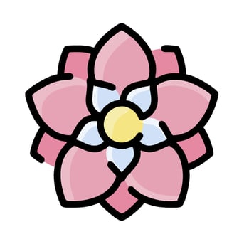 A pink flower with a yellow center vector