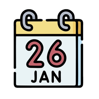 Calendar icon with the date 26 january vector
