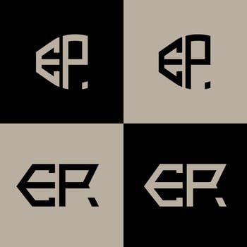 EP polygon, circle, triangle, hexagon, flat and simple letter logo set in one artboard. EP minimalist and classic logo. vector