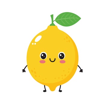 Lemon Cute Cartoon Fruit Fresh Animation Healthy Character vector