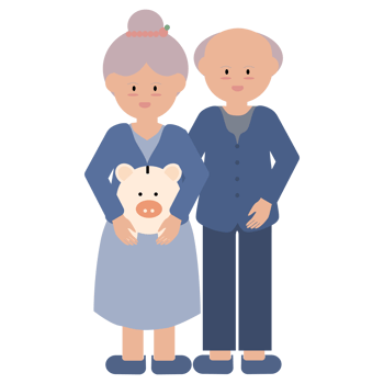 Elderly holding piggy bank, retirement and pension concept png