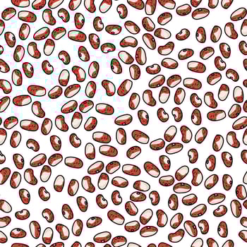 Spotted bean seeds seamless pattern with spots of various sizes on a white background, harvest of grains and legumes, nutritious vegetables vector