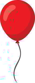 Red balloon with string floating upward on a white background illustration vector