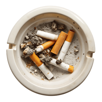 top view, Ashtray isolated on a transparent background png