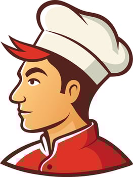 Chef in uniform, symbolizing culinary arts, cooking, and professionalism vector