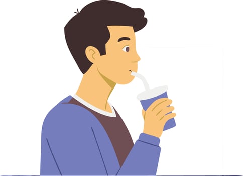A man drinking from a cup symbolizing hydration and healthy habits vector
