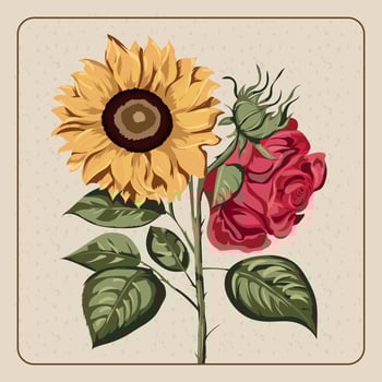 Rose and Sunflower vector