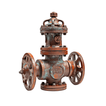 Old rusty valve isolated on transparent background png
