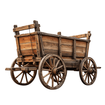 old wooden cart isolated on transparent background png