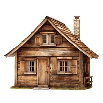rustic wooden house isolated on transparent background png