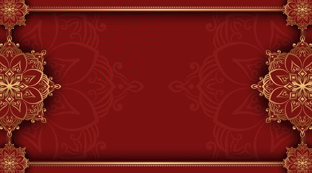 Luxury red background with elegant gold mandala vector