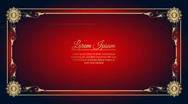 Luxury red background elegant gold mandala vector
