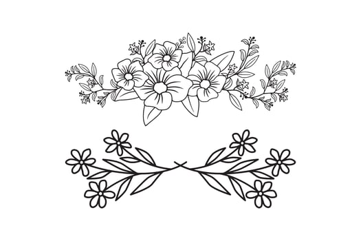 Hand drawn floral set collection illustration. vector