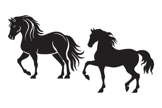 Two Horse silhouette illustration. vector