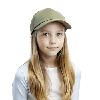 girl with green cap isolated on a translucent background png