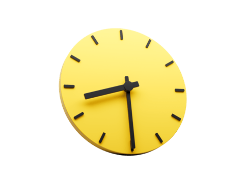 3d Simple Yellow Round Wall Clock Thirty Half Past 8 3d illustration png