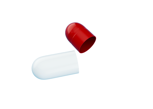 3d Red And White Open Pharmaceutical Antibiotic Capsule, 3d Illustration png