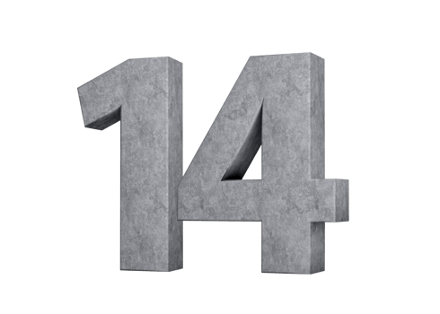 3d Concrete Number fourteen 14 Digit Made Of Grey Concrete Stone 3d Illustration png