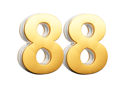 3D Golden Shiny Number 54 Eighty eight With Silver Outline 3D Illustration png