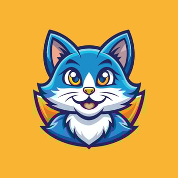 A minimalist Cat Mascot Logo illustration, simple Kitten icon logo vector