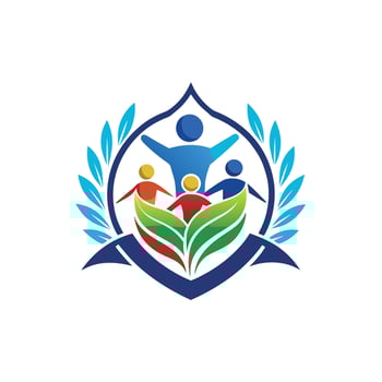 Abstract logo diversity and togetherness people circle community icon design unity, family, and teamwork. floral design vector