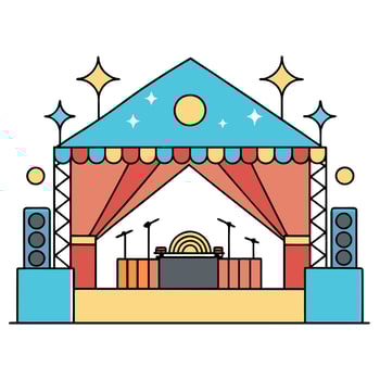 A stage with a stage and a microphone vector