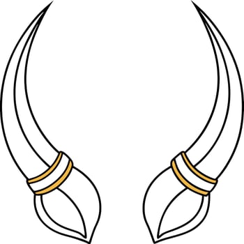 A pair of devil horns with gold rims are displayed together. vector