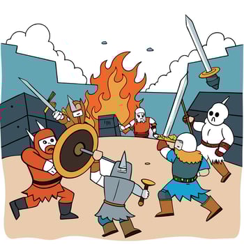 An epic battle scene from a fantasy game vector