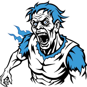 A cartoon zombie with blue eyes and a blue shirt vector