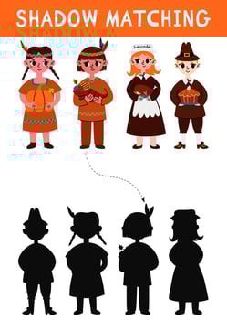 Children in costumes matching shadows vector