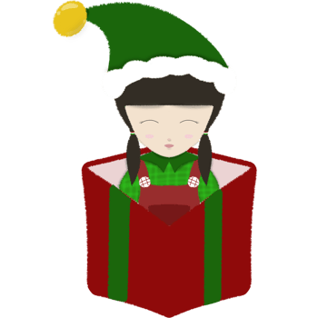 Girl sitting in a gift box png