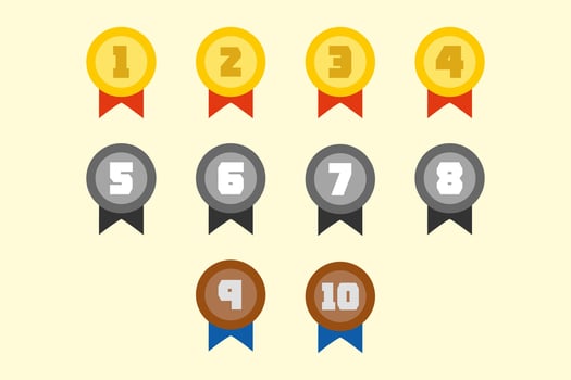 1 to 10 Collection of Bright Award Icons for Success and Victory vector