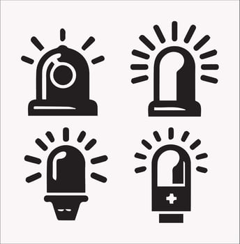 Flashlight Warning Alarm Light Silhouette on White Background vector