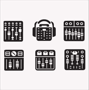 Modern Audio Channel Mixer Silhouettes for Designers vector