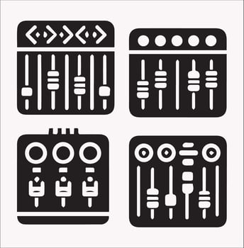 Audio Channel Mixer Silhouettes Top Mixer on a White Background vector