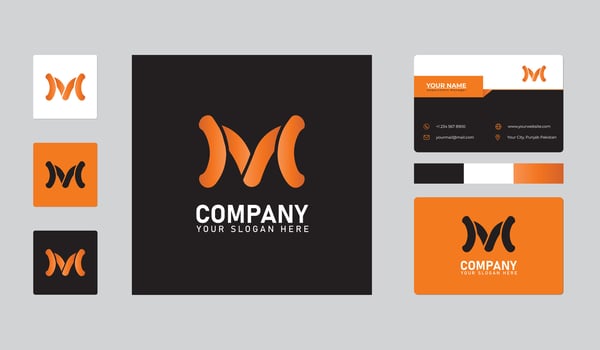 The m logo and business card design vector
