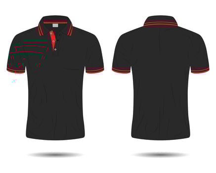 Modern black polo shirt mockup front and back view vector