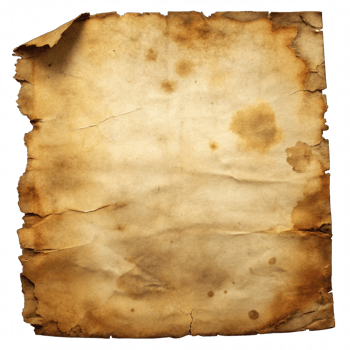Old medieval paper sheet isolated on transparent background cutout png