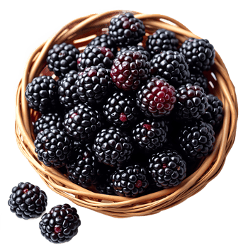 Photorealistic of Fresh Blackberries in a Basket- Perfect for Design Projects png